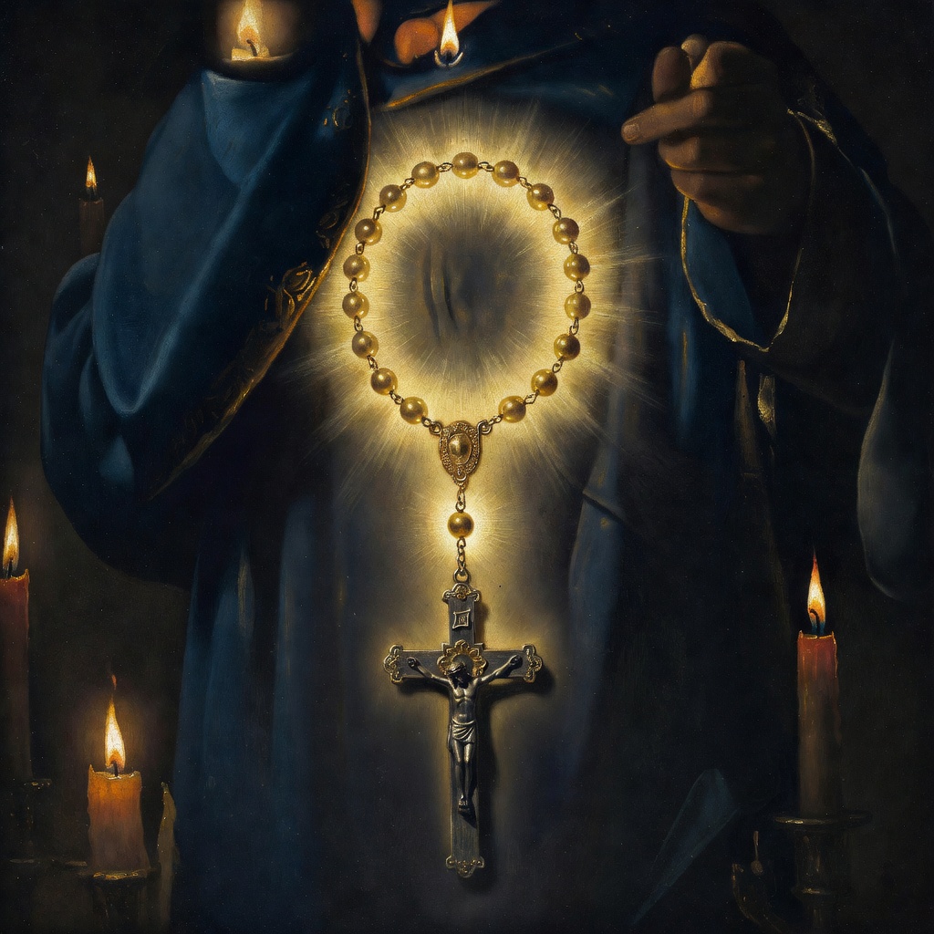 The glowing Holy Rosary